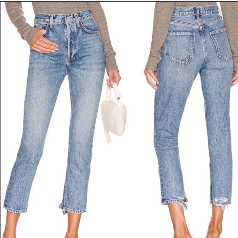 Agolde Riley High Rise Straight Crop Jeans in Haven